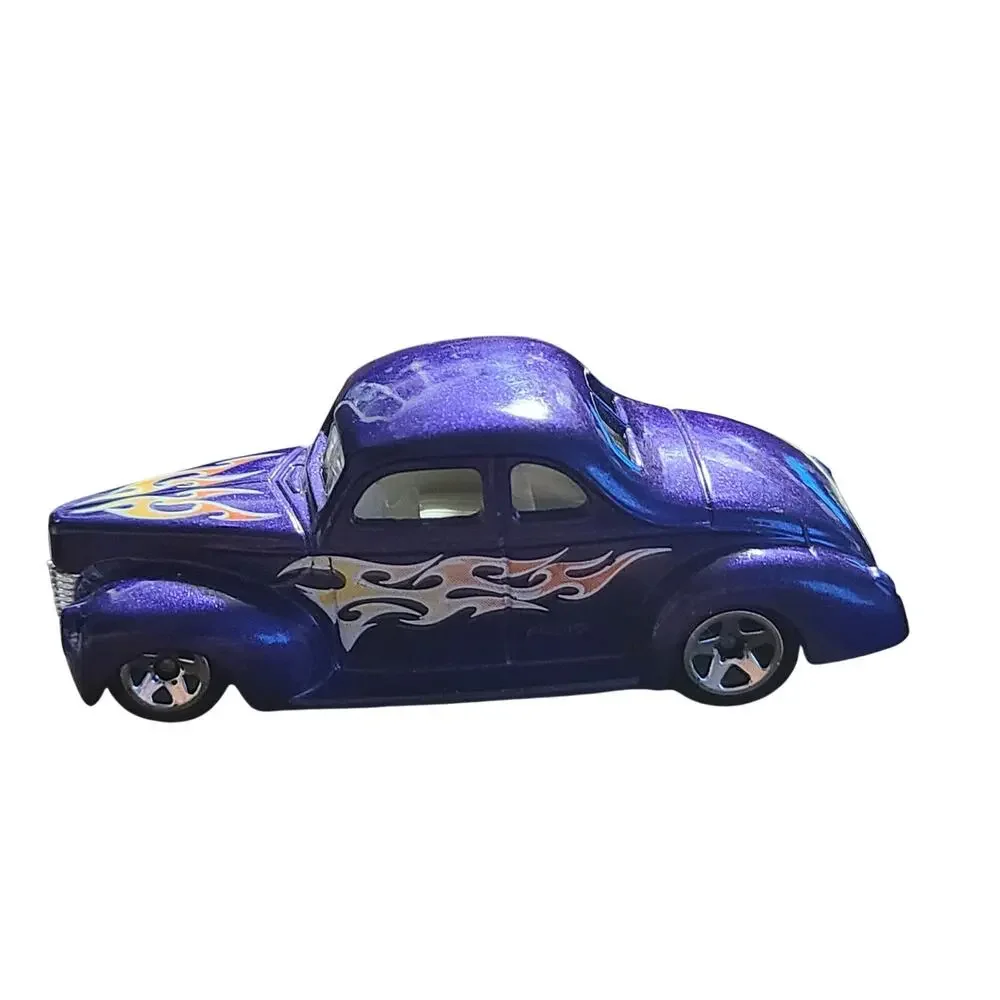 HOT WHEELS FLAMING Black 1940 FORD COUPE BY MATTEL 1:64 DIECAST 2001